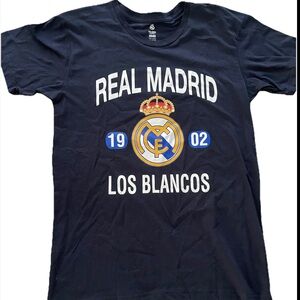 Real Madrid Crest Logo T-Shirt Navy Los Blancos Soccer Futbol Size Médium